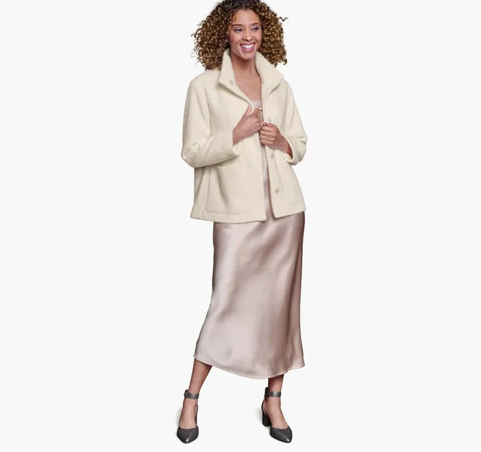 Women Eyelash Jacket Ivory JohnstonandMurphy Coats Jackets and Vests Women Eyelash Jacket Ivory JohnstonandMurphy Coats Jackets and Vests