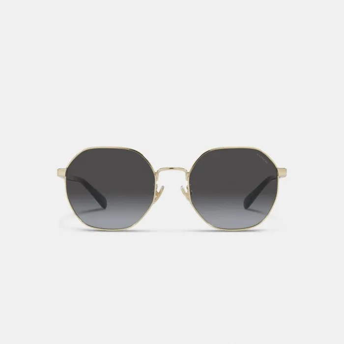 Women Eyewear Coach Metal Hexagon Sunglasses Black