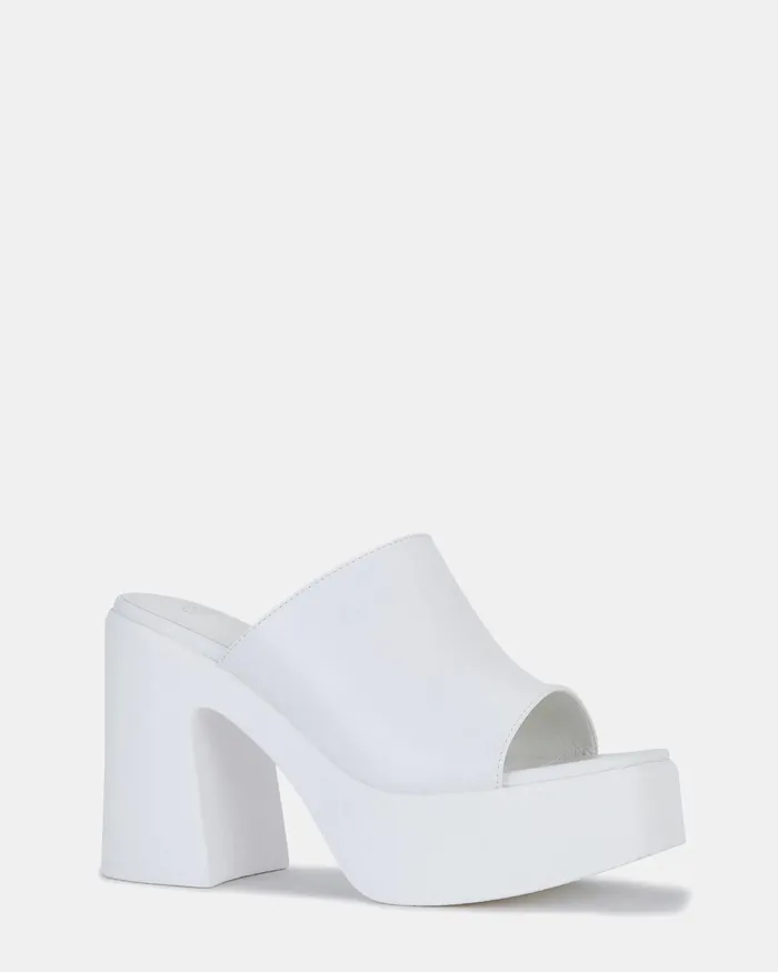 Women FEAST WHITE Block Heels Peep Toes NOVO Shoes