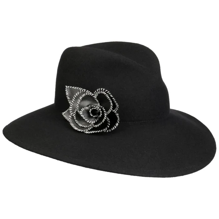 Women Felt Hats Mayser Ilaria Flower Wool Hat Black