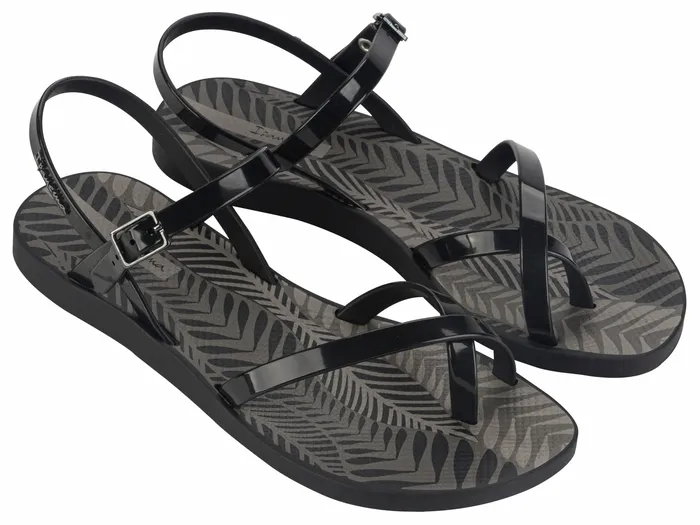 Women Flat Sandals NOVO Shoes GRETA SANDAL BLACKGREY
