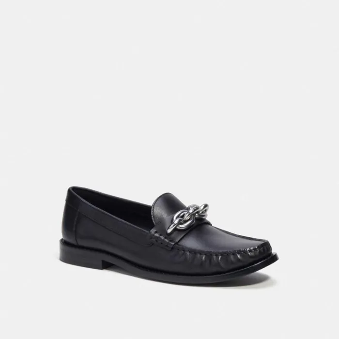 Women Flats and Loafers Coach Jess Loafer Blacksilver