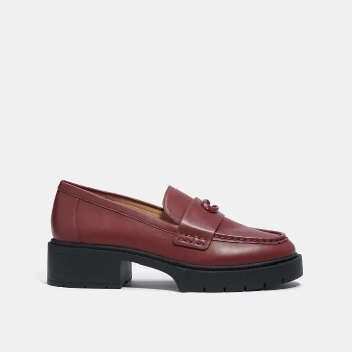 Women Flats and Loafers Coach Leah Loafer Wine