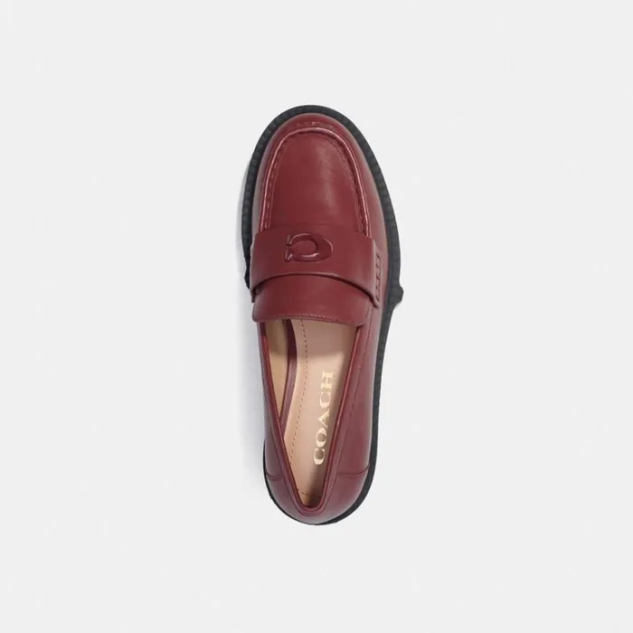 Women Flats and Loafers Coach Leah Loafer Wine