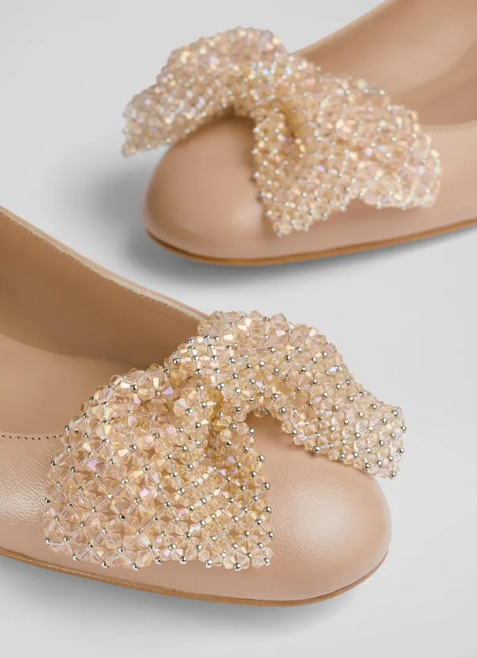 Women Flats LKBennett Christa Beige Sparkle Bow Flat Trench Women Flats LKBennett Christa Beige Sparkle Bow Flat Trench