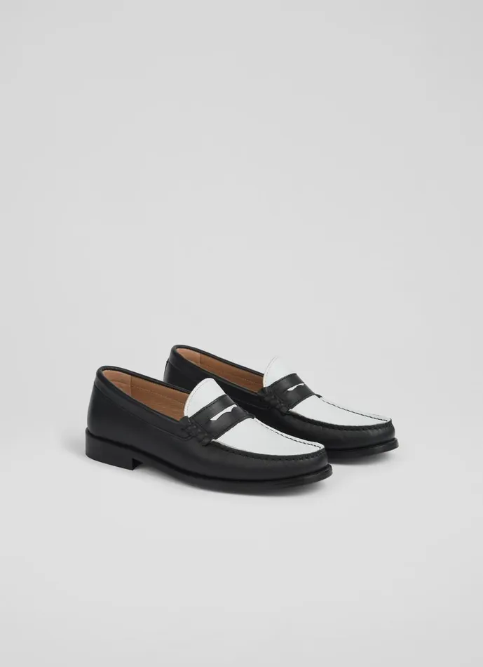 Women Flats LKBennett Solo Black And White Leather Moccasin Loafers Black White Women Flats LKBennett Solo Black And White Leather Moccasin Loafers Black White