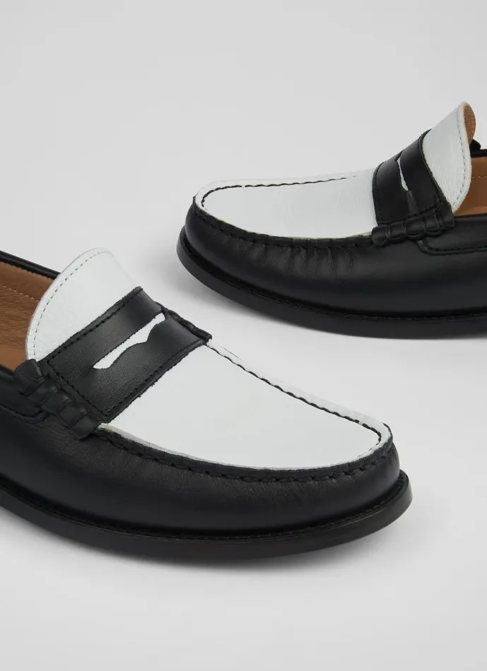 Women Flats LKBennett Solo Black And White Leather Moccasin Loafers Black White Women Flats LKBennett Solo Black And White Leather Moccasin Loafers Black White