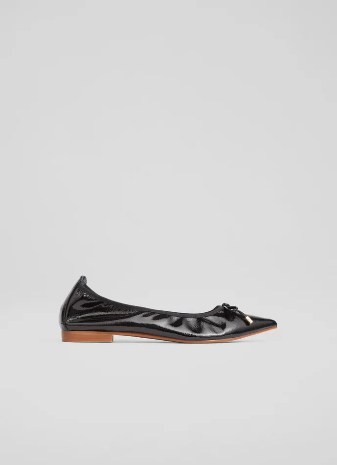 Women Flats LKBennett Tilly Black Pointed Ballerina Flat Black