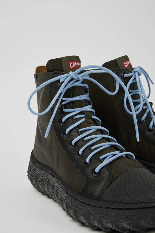 Women Ground MICHELIN Dark Green Textile And Leather Ankle Boots Camper Ankle Boots