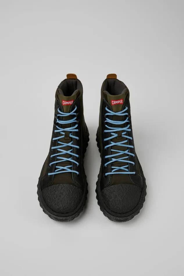Women Ground MICHELIN Dark Green Textile And Leather Ankle Boots Camper Ankle Boots Women Ground MICHELIN Dark Green Textile And Leather Ankle Boots Camper Ankle Boots