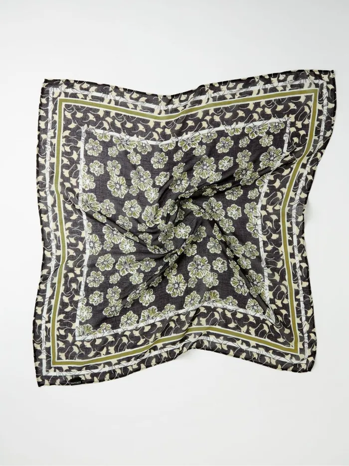 Women Hair Accessories Fat Face Black Floral Hair Scarf