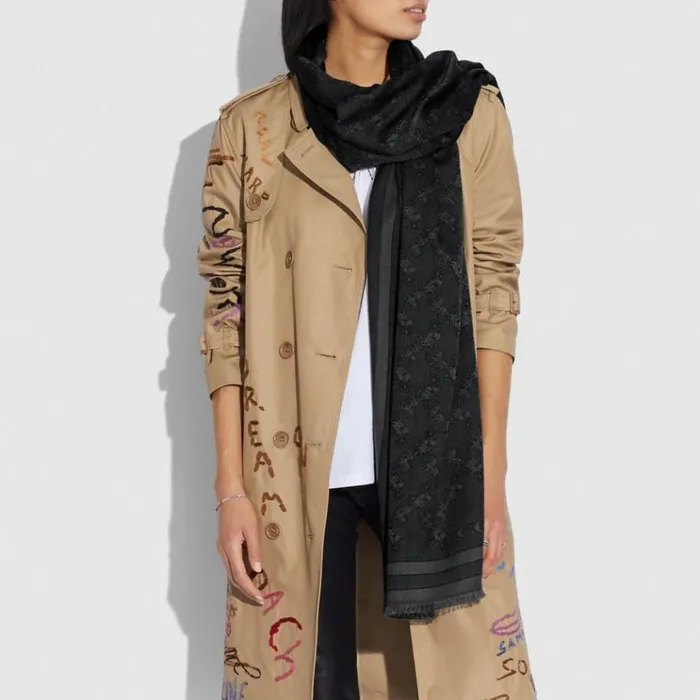 Women Hats Scarves and Gloves Coach Horse And Carriage Print Jacquard Stole Black Women Hats Scarves and Gloves Coach Horse And Carriage Print Jacquard Stole Black