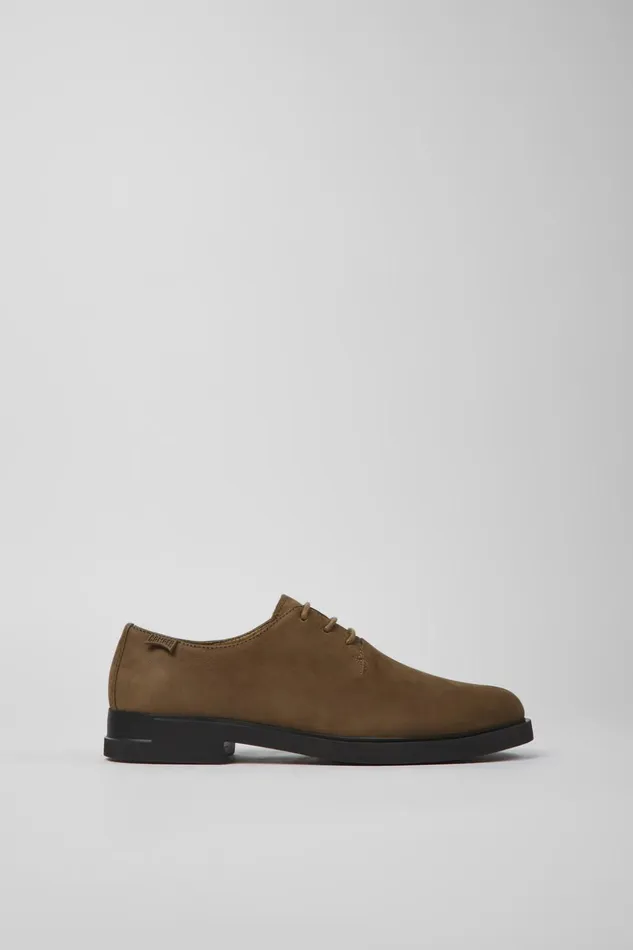 Women Iman Brown Nubuck Shoes Camper Flat Shoes Women Iman Brown Nubuck Shoes Camper Flat Shoes