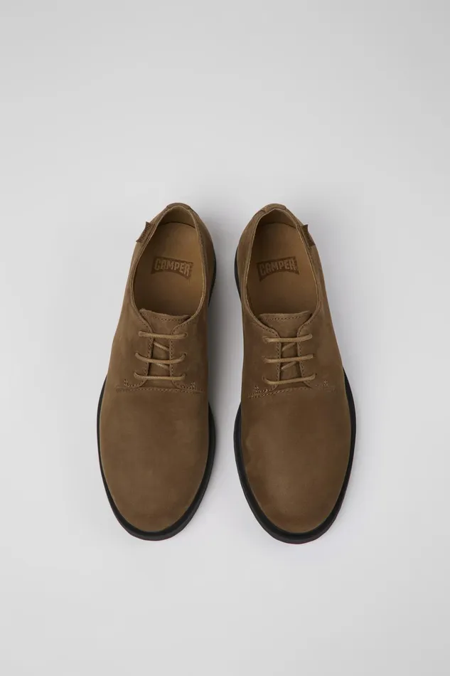 Women Iman Brown Nubuck Shoes Camper Flat Shoes Women Iman Brown Nubuck Shoes Camper Flat Shoes