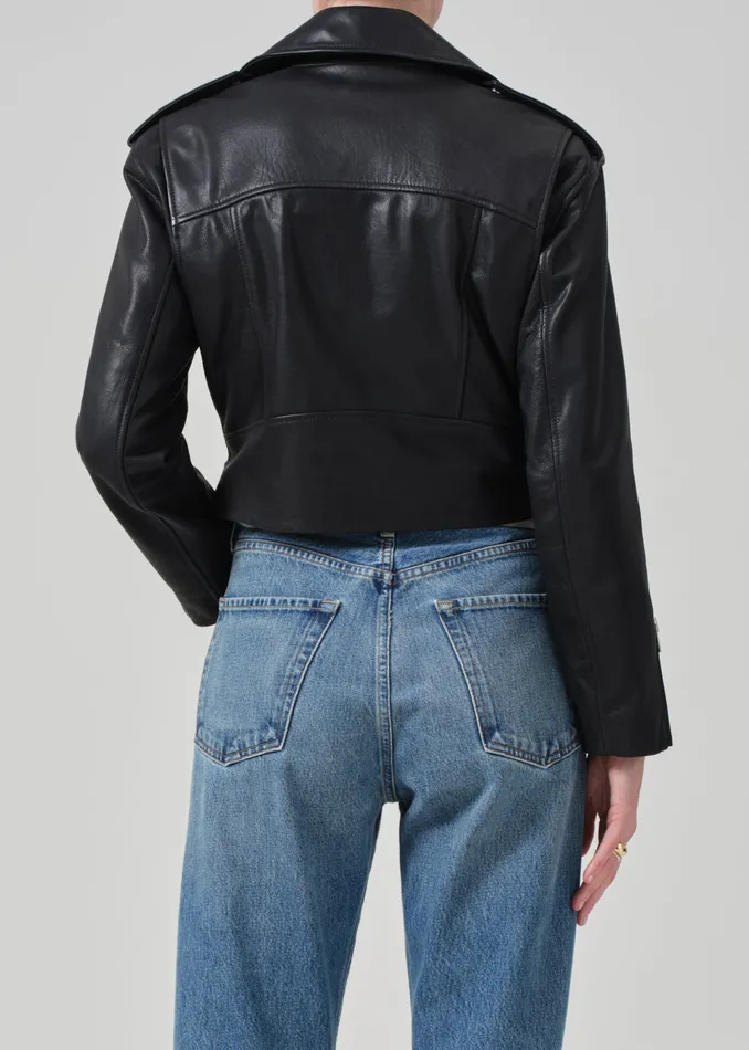 Women Jackets and Coats Citizens Of Humanity Kindra Cropped Moto Jacket In Black