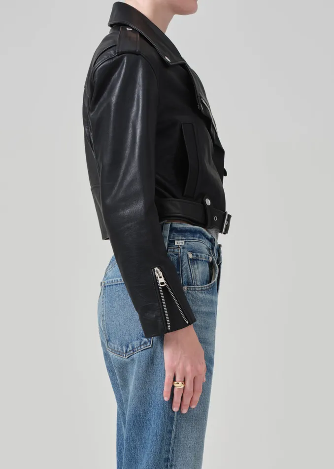 Women Jackets and Coats Citizens Of Humanity Kindra Cropped Moto Jacket In Black