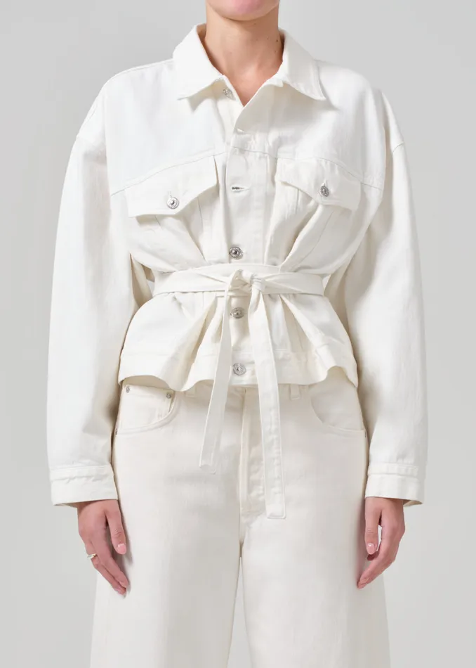 Women Jackets and Coats Citizens Of Humanity Leela Belted Denim Peplum Jacket In Pashmina