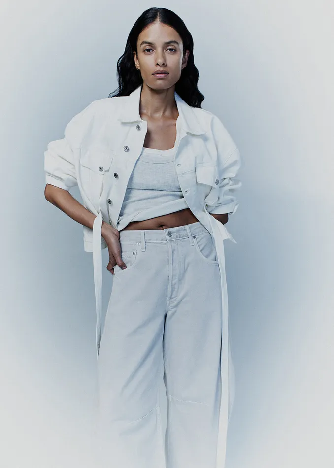 Women Jackets and Coats Citizens Of Humanity Leela Belted Denim Peplum Jacket In Pashmina