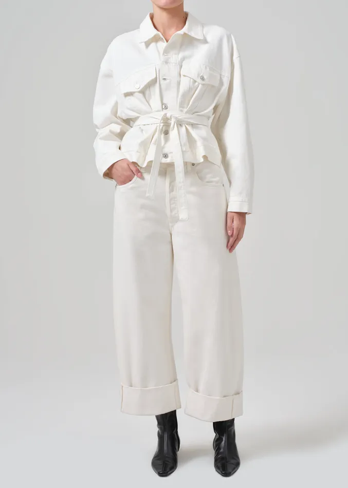 Women Jackets and Coats Citizens Of Humanity Leela Belted Denim Peplum Jacket In Pashmina