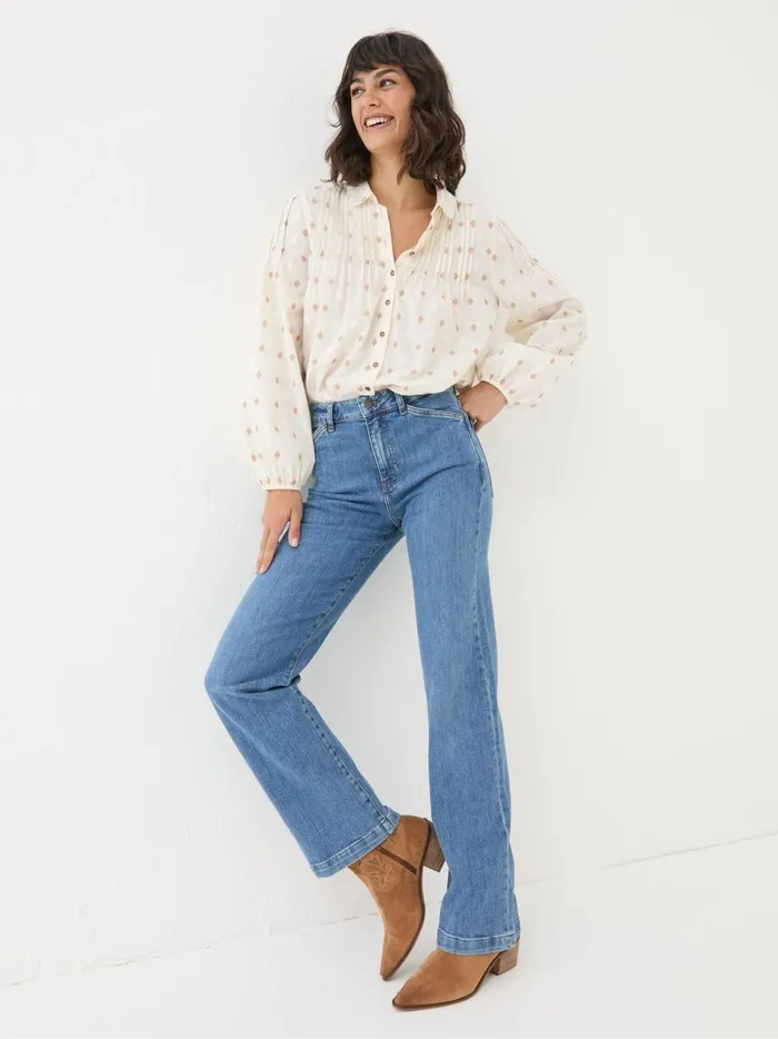 Women Jeans Fat Face Elise Denim Vintage Wide Leg Jeans
