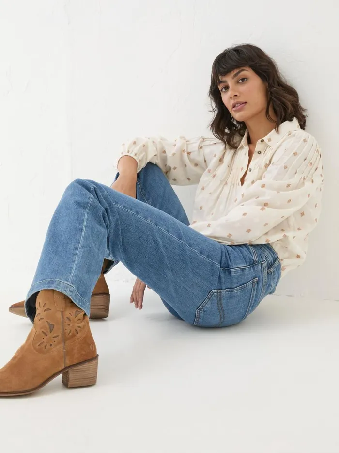 Women Jeans Fat Face Elise Denim Vintage Wide Leg Jeans