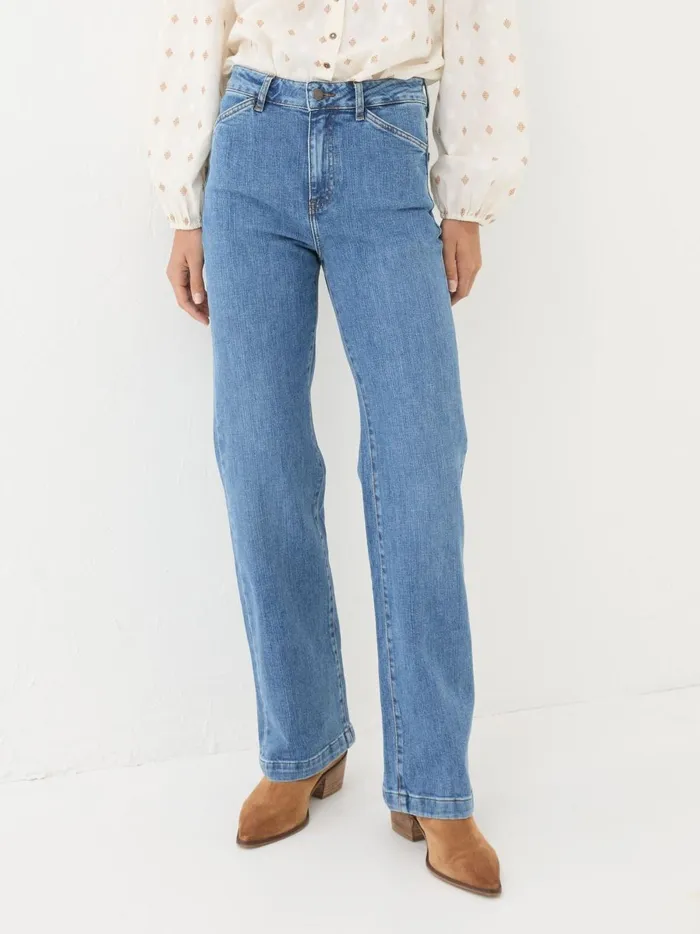 Women Jeans Fat Face Elise Denim Vintage Wide Leg Jeans