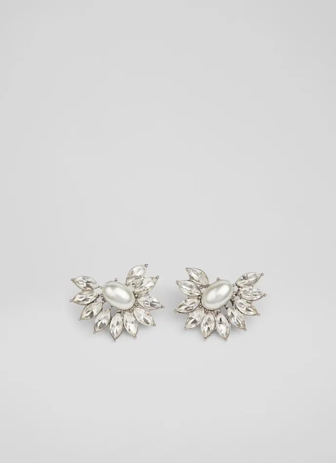 Women Jewellery LKBennett Dia Crystal And Pearl Spray Earrings