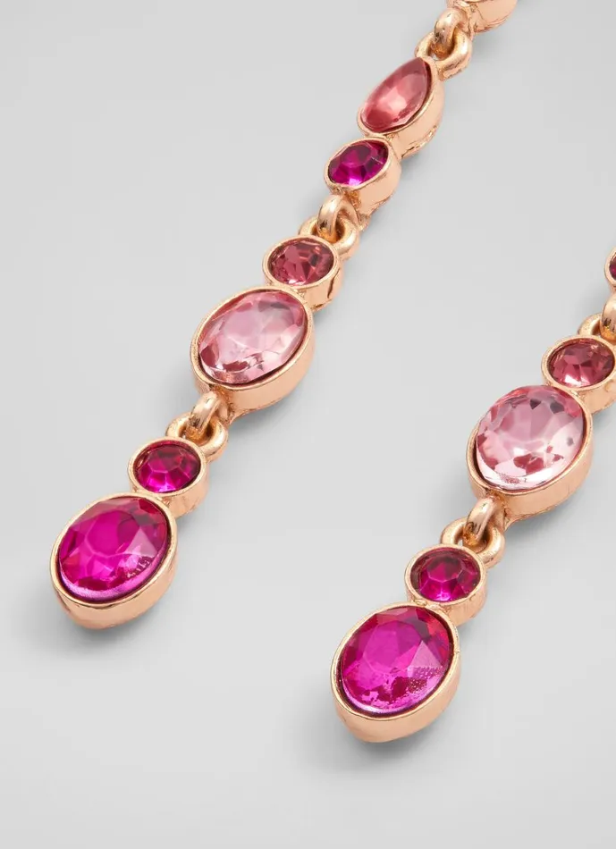 Women Jewellery LKBennett Mabel Pink Crystal Long Drop Earrings Women Jewellery LKBennett Mabel Pink Crystal Long Drop Earrings