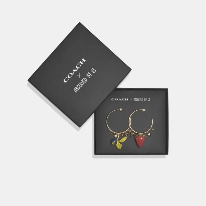 Women Jewelry Coach Coach X Observed By Us Charm Hoop Earrings Goldmulti