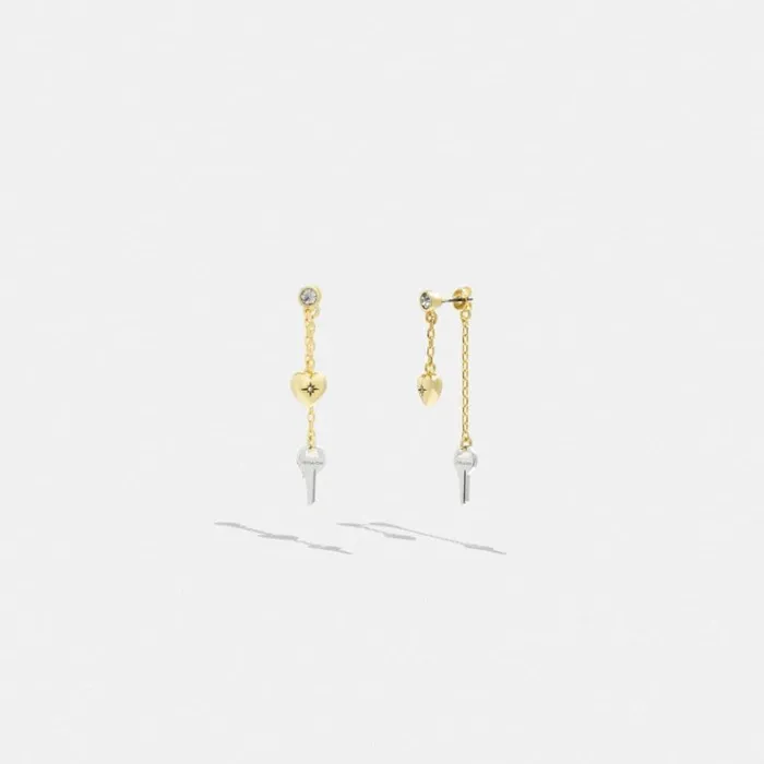 Women Jewelry Coach Heart And Key Drop Earrings Goldsilver