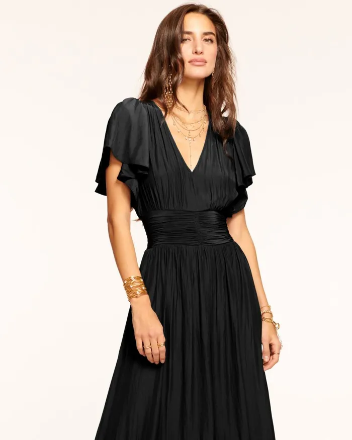 Women Joanie Short Sleeve Maxi Dress Navy Ramy Brook Dresses