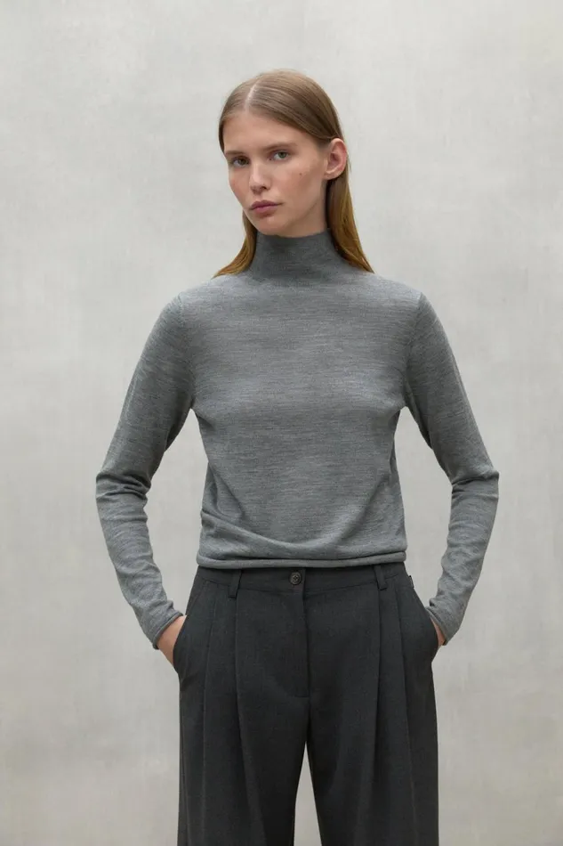 Women Jumper Collar Faya Grey Ecoalf Knitwear