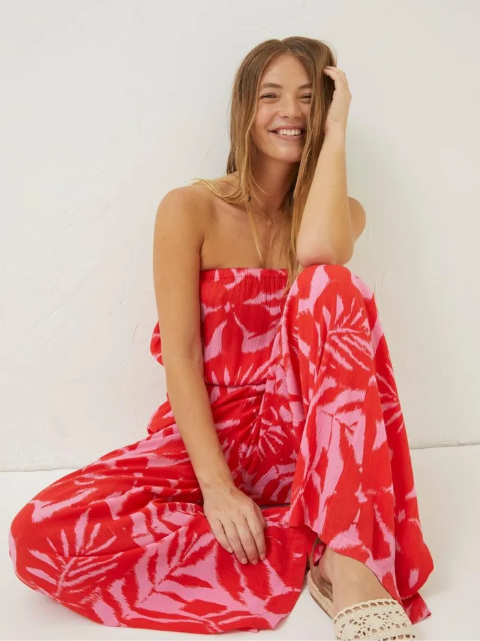Women Jumpsuits and Playsuits Fat Face Red Bennie Ikat Jumpsuit