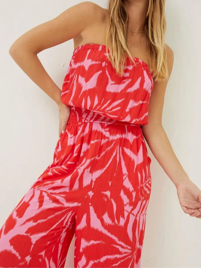 Women Jumpsuits and Playsuits Fat Face Red Bennie Ikat Jumpsuit