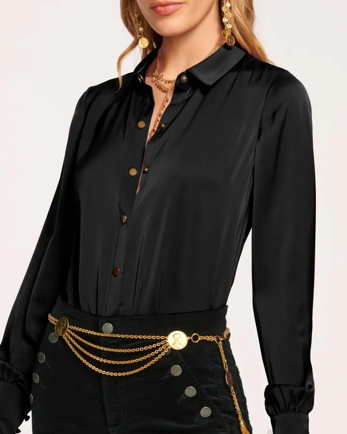 Women Kayla Button Up Bodysuit Navy Ramy Brook Tops Women Kayla Button Up Bodysuit Navy Ramy Brook Tops