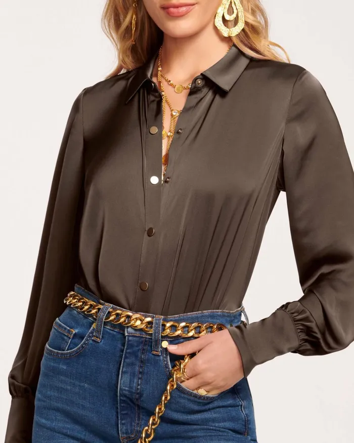 Women Kayla Button Up Bodysuit Navy Ramy Brook Tops Women Kayla Button Up Bodysuit Navy Ramy Brook Tops
