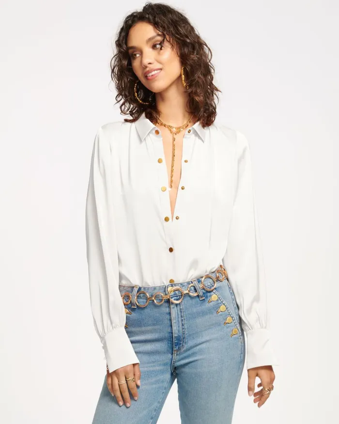 Women Kayla Button Up Bodysuit Navy Ramy Brook Tops Women Kayla Button Up Bodysuit Navy Ramy Brook Tops