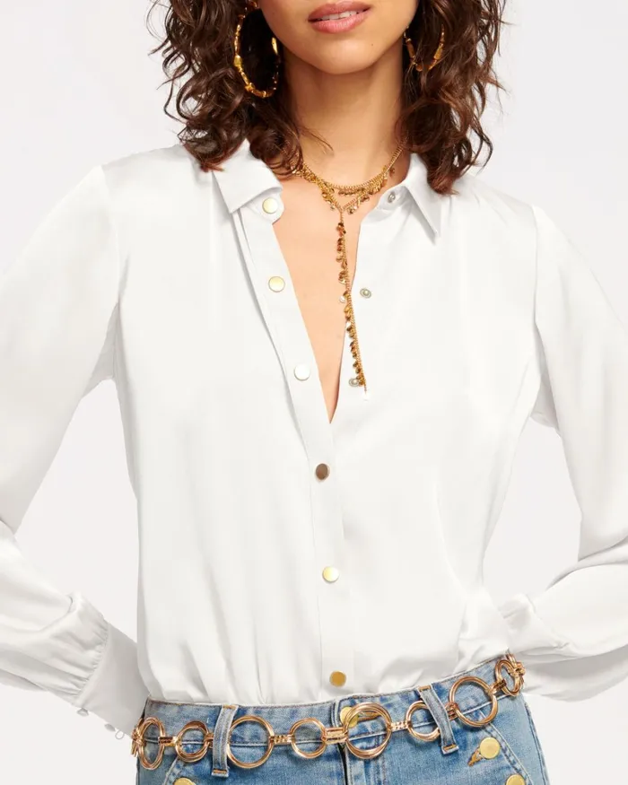 Women Kayla Button Up Bodysuit Navy Ramy Brook Tops Women Kayla Button Up Bodysuit Navy Ramy Brook Tops