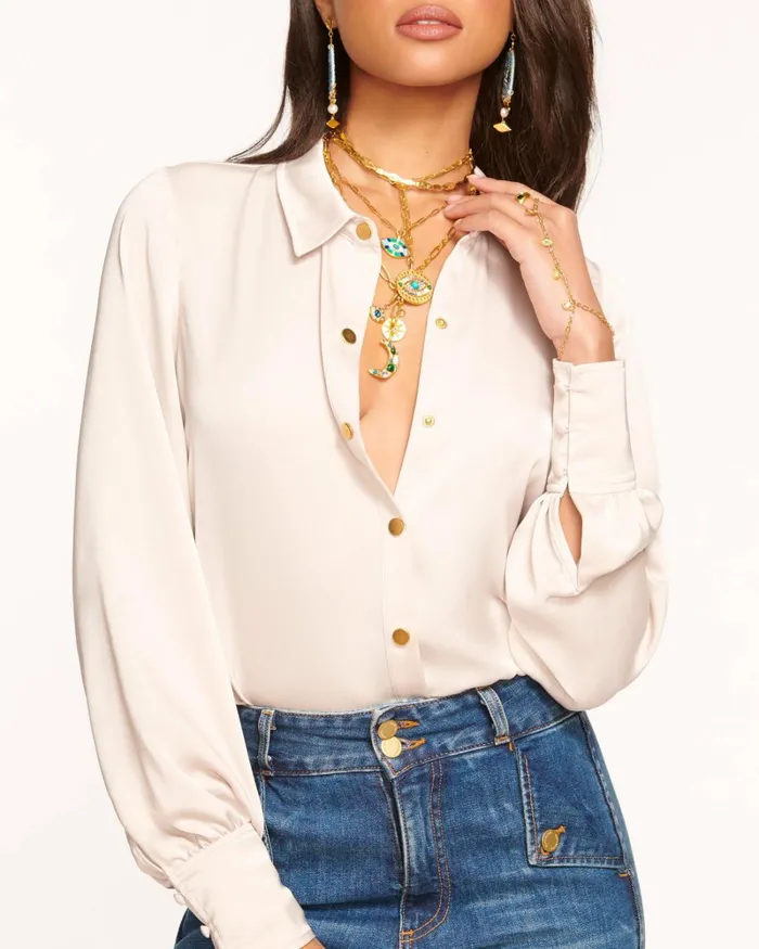 Women Kayla Button Up Bodysuit Navy Ramy Brook Tops Women Kayla Button Up Bodysuit Navy Ramy Brook Tops