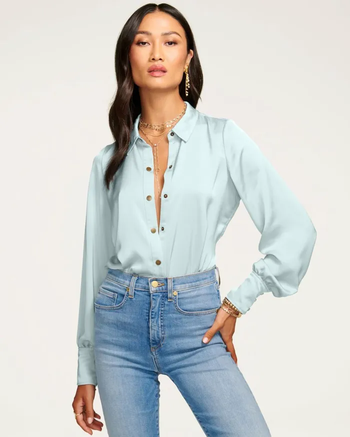Women Kayla Button Up Bodysuit Navy Ramy Brook Tops Women Kayla Button Up Bodysuit Navy Ramy Brook Tops