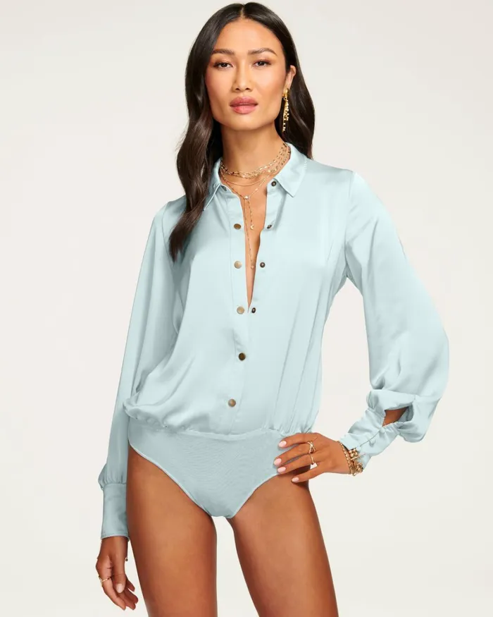 Women Kayla Button Up Bodysuit Navy Ramy Brook Tops Women Kayla Button Up Bodysuit Navy Ramy Brook Tops
