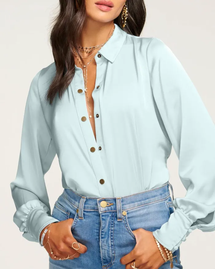 Women Kayla Button Up Bodysuit Navy Ramy Brook Tops Women Kayla Button Up Bodysuit Navy Ramy Brook Tops