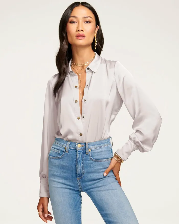 Women Kayla Button Up Bodysuit Navy Ramy Brook Tops Women Kayla Button Up Bodysuit Navy Ramy Brook Tops
