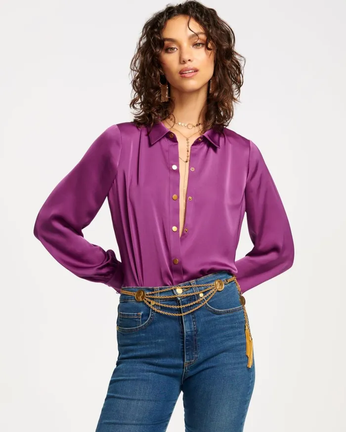 Women Kayla Button Up Bodysuit Navy Ramy Brook Tops Women Kayla Button Up Bodysuit Navy Ramy Brook Tops