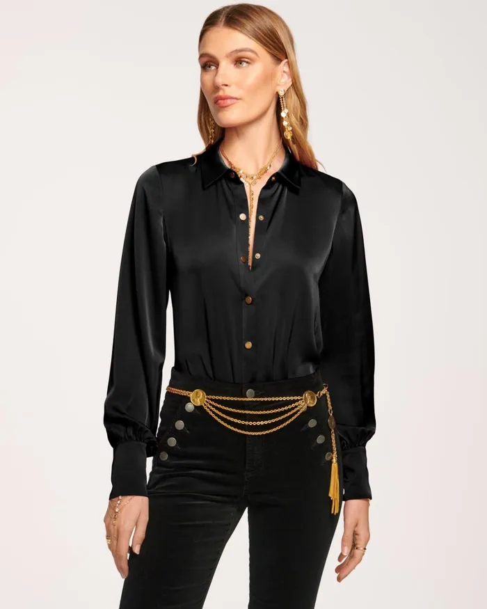 Women Kayla Button Up Bodysuit Navy Ramy Brook Tops Women Kayla Button Up Bodysuit Navy Ramy Brook Tops