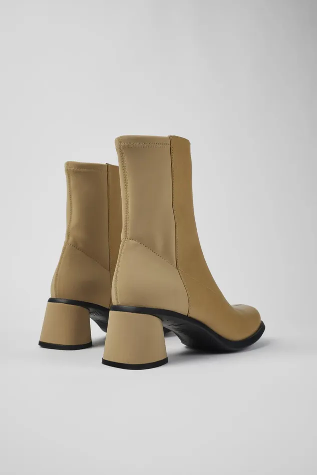 Women Kiara Beige Leather And Recycled PET Boots Camper Ankle Boots Women Kiara Beige Leather And Recycled PET Boots Camper Ankle Boots