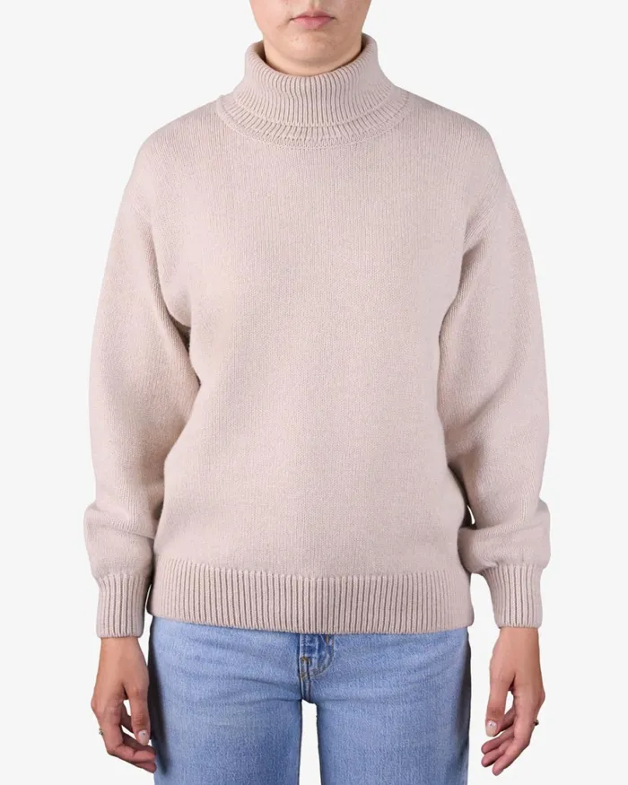 Women Knit Sweaters Colorful Standard Merino Wool Turtleneck Heather Grey