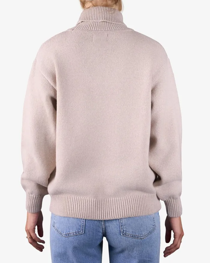 Women Knit Sweaters Colorful Standard Merino Wool Turtleneck Heather Grey