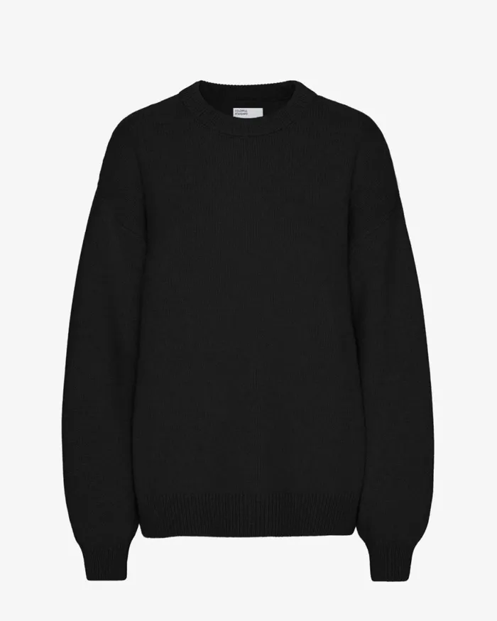 Women Knit Sweaters Colorful Standard Oversized Merino Wool Crew Deep Black