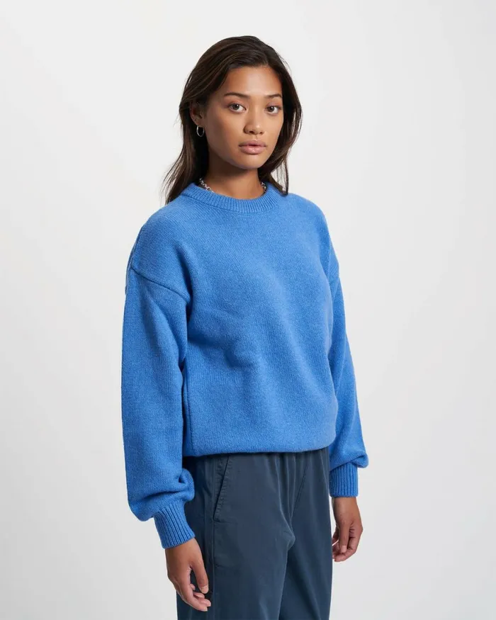 Women Knit Sweaters Colorful Standard Oversized Merino Wool Crew Deep Black